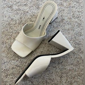 Berksha block white heels